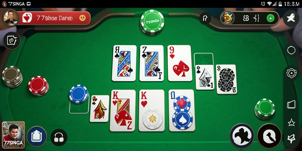 Screenshot gameplay 77SINGA menampilkan momen seru permainan Gaple.