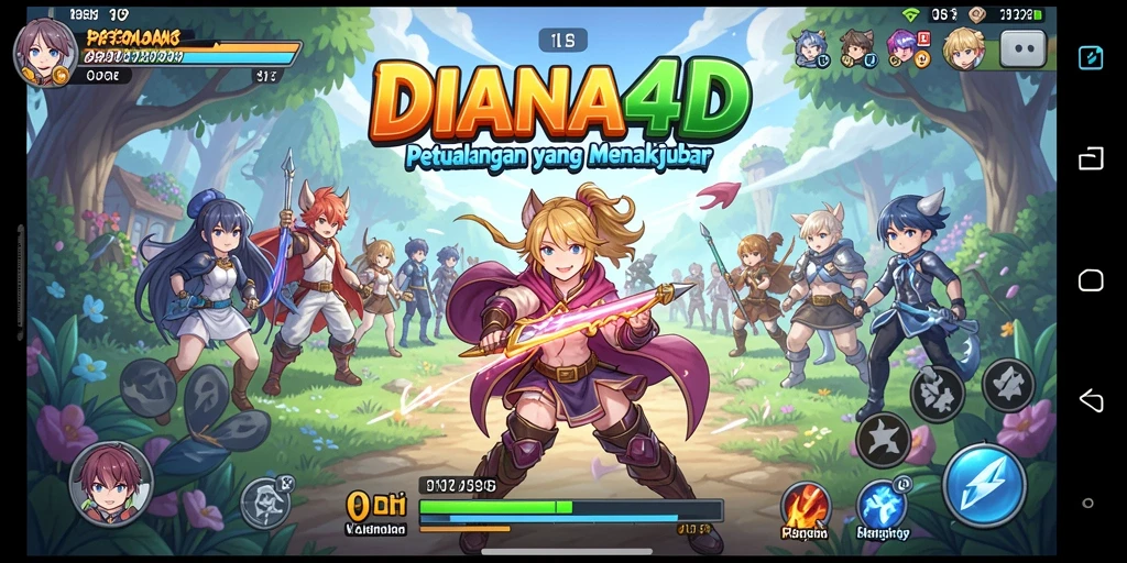 Tampilan gameplay DIANA4D dengan karakter anime yang menarik.