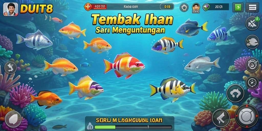 Tampilan gameplay Tembak Ikan yang seru di DUIT8.
