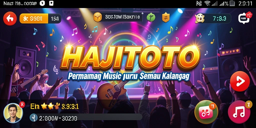 Screenshot gameplay HAJITOTO menampilkan aksi permainan musik yang seru.