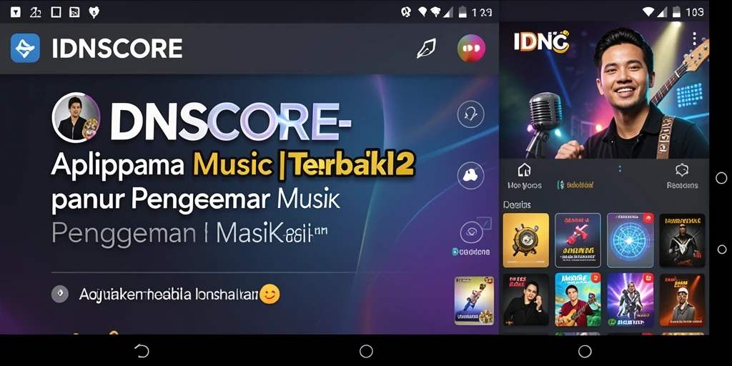 Screenshot gameplay IDNSCORE menampilkan antarmuka musik yang menarik.