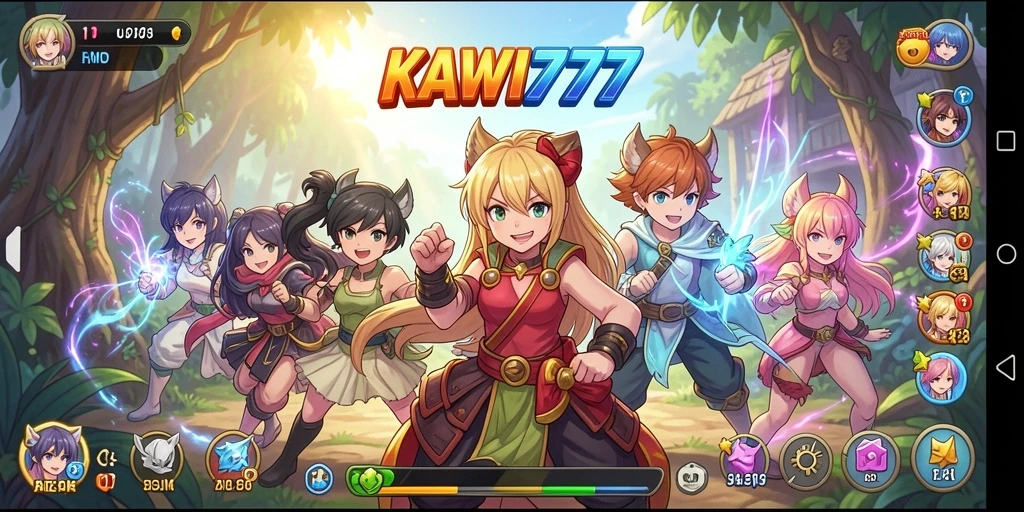 Tampilan dinamis dalam gameplay KAWI777 yang penuh warna.