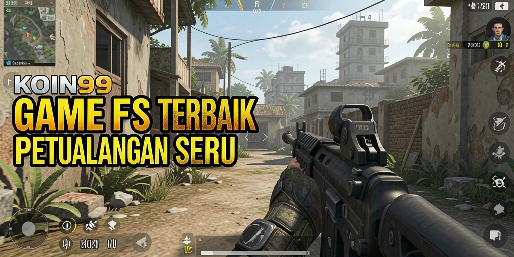Tampilan gameplay KOIN99 dalam pertempuran FPS intens.