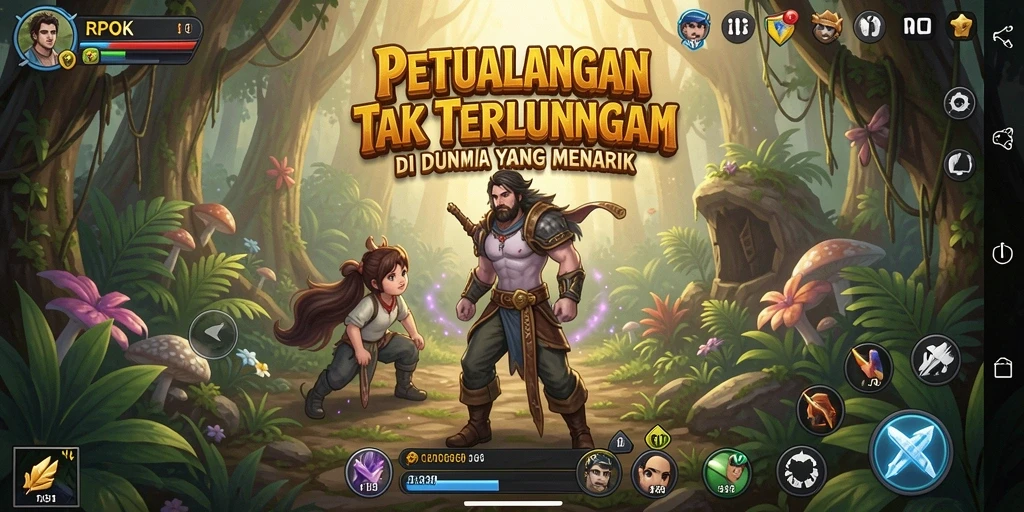 Tampilan gameplay RPOK yang menakjubkan dengan berbagai tantangan petualangan.