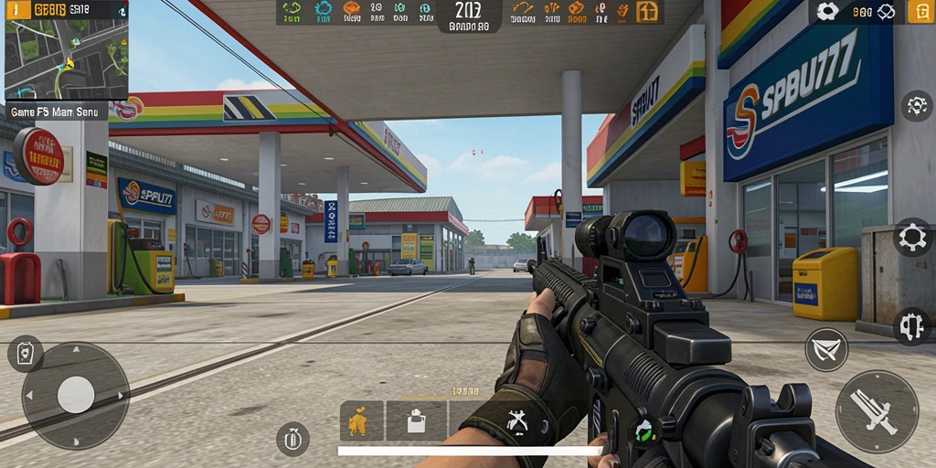 Tampilan seru gameplay <strong>SPBU77</strong> dengan aksi tembak menembak yang intens.